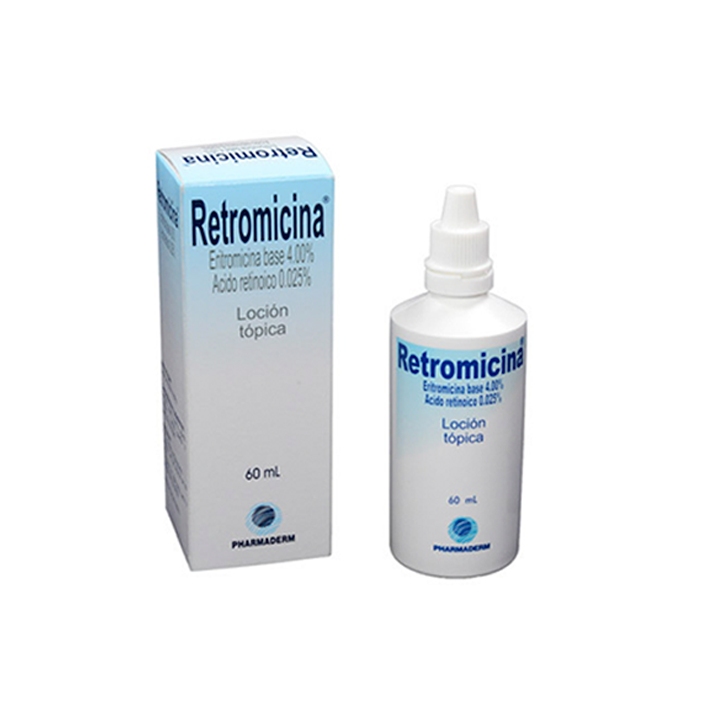 Retromicina Locion Topica   (Eritromicina 4% + Ácido Retinoico 0.025%) X 60 Ml | Pharmaderm