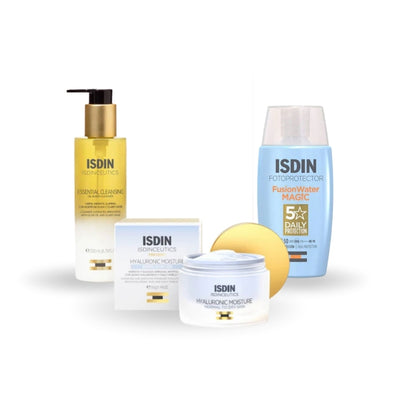 Kit Rutina Facial Completa ISDIN | Limpieza + Hidratación + Protección Solar