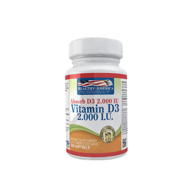 Vitamin D3 2.000 UI Healthy America Frasco x 100 Softgels