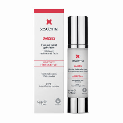 Crema gel facial reafirmante antiedad con efecto lifting ideal para pieles mixtas a grasas, su novedoso ingrediente DMAE hace que la piel sea mas firme, mas elástica y mas suave. Sesderma Daeses Crema Gel Reafirmante Facial. Belle Farma