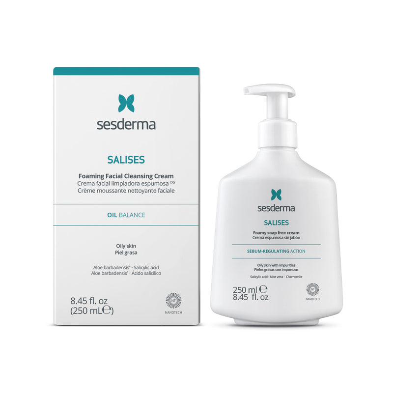 Crema espumosa facial diseñada para la higiene diaria del rostro para todo tipo de piel en particular pieles con acné. Sesderma Salises | Bellefarma