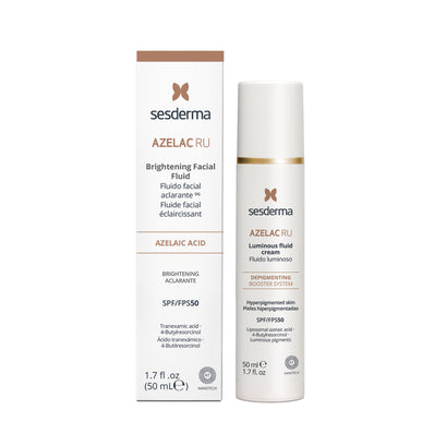 Fluido facial despigmentante con pigmentos luminosos y filtros solares. SESDERMA AZELAC RU  Belle Farma