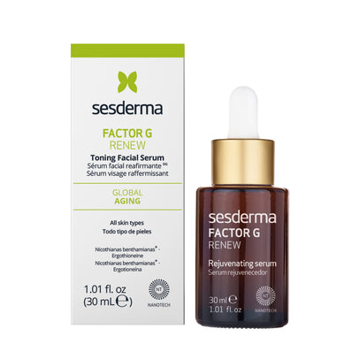 Serum facial antiedad que incluye ingredientes naturales que retrasan efectivamente el proceso de envejecimiento. Sesderma Factor G Renew Serum | Bellefarma