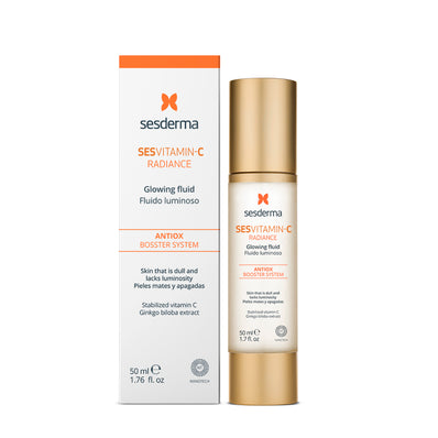 Fluido facial que proporciona brillo, vitalidad , aumenta la luminosidad , hidrata a profundidad, rellena las arrugas y refuerza los tratamientos despigmentantes. Sesderma Sesvitamin-C Radiance