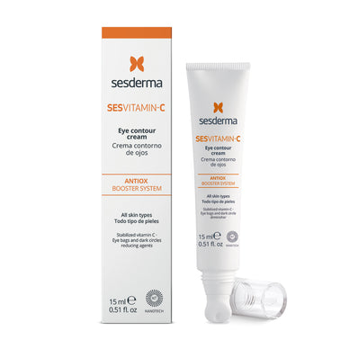 Crema para el contorno de ojos que humecta, nutre y protege el contorno de ojos evitando la aparición de los signos de fatiga, arrugas , ojeras y patas de gallo. Sesderma Sesvitamin-C Bellefarma