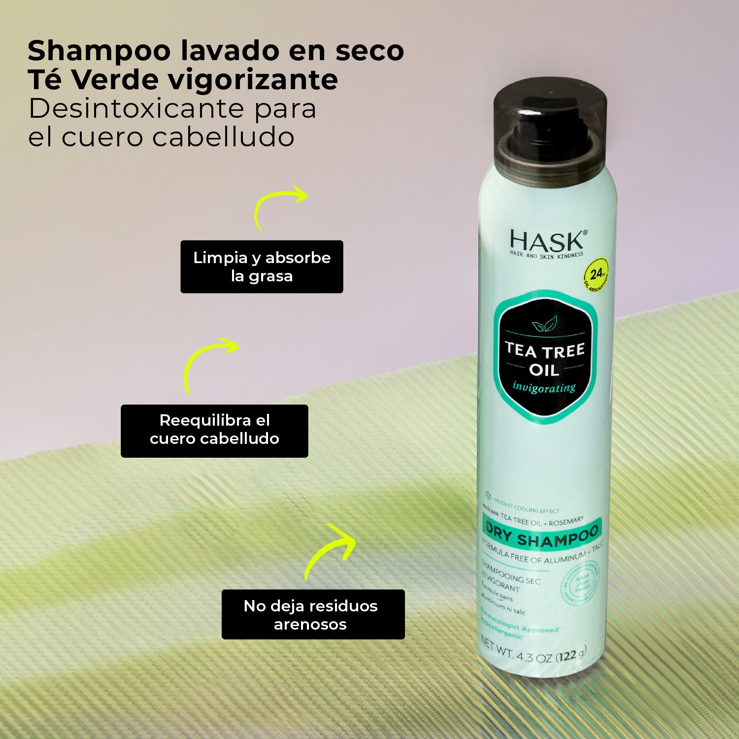 Shampoo seco con Tea Tree 122 g | Hask