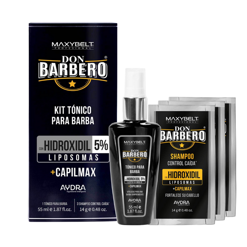 KIT TONICO PARA BARBA X 55 ML 3 SACHETS SHAMPO DON BARBERO