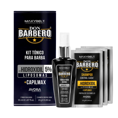 KIT TONICO PARA BARBA X 55 ML 3 SACHETS SHAMPO DON BARBERO