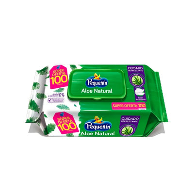 PAÑITOS HUMEDOS PEQUEÑIN ALOE VERA X 100 UNIDADES