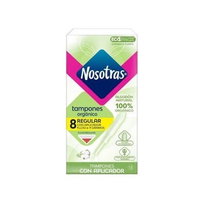 TAMPONES NOSOTRAS ORGANICOS REGULAR X 8 APLICADOR