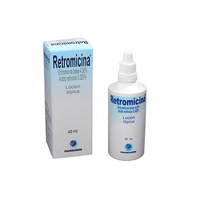 Retromicina Locion Topica   (Eritromicina 4% + Ácido Retinoico 0.025%) X 60 Ml | Pharmaderm
